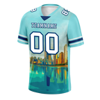 Custom Aqua Graffiti Pattern White Personalized Authentic Football Jersey FBJ02-bc0fae0