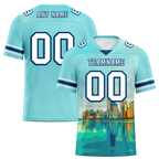 Custom Aqua Graffiti Pattern White Personalized Authentic Football Jersey FBJ02-bc0fae0