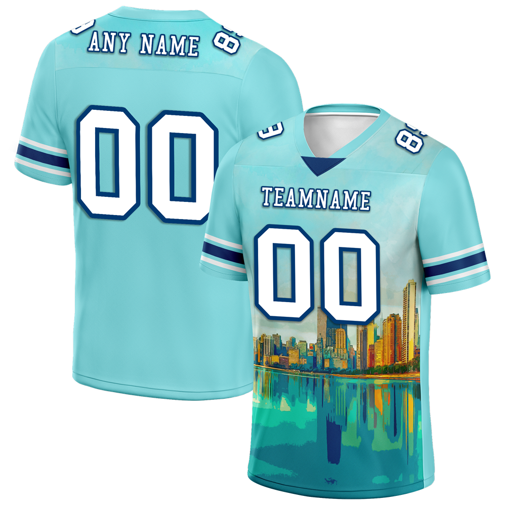 Custom Aqua Graffiti Pattern White Personalized Authentic Football Jersey FBJ02-bc0fae0