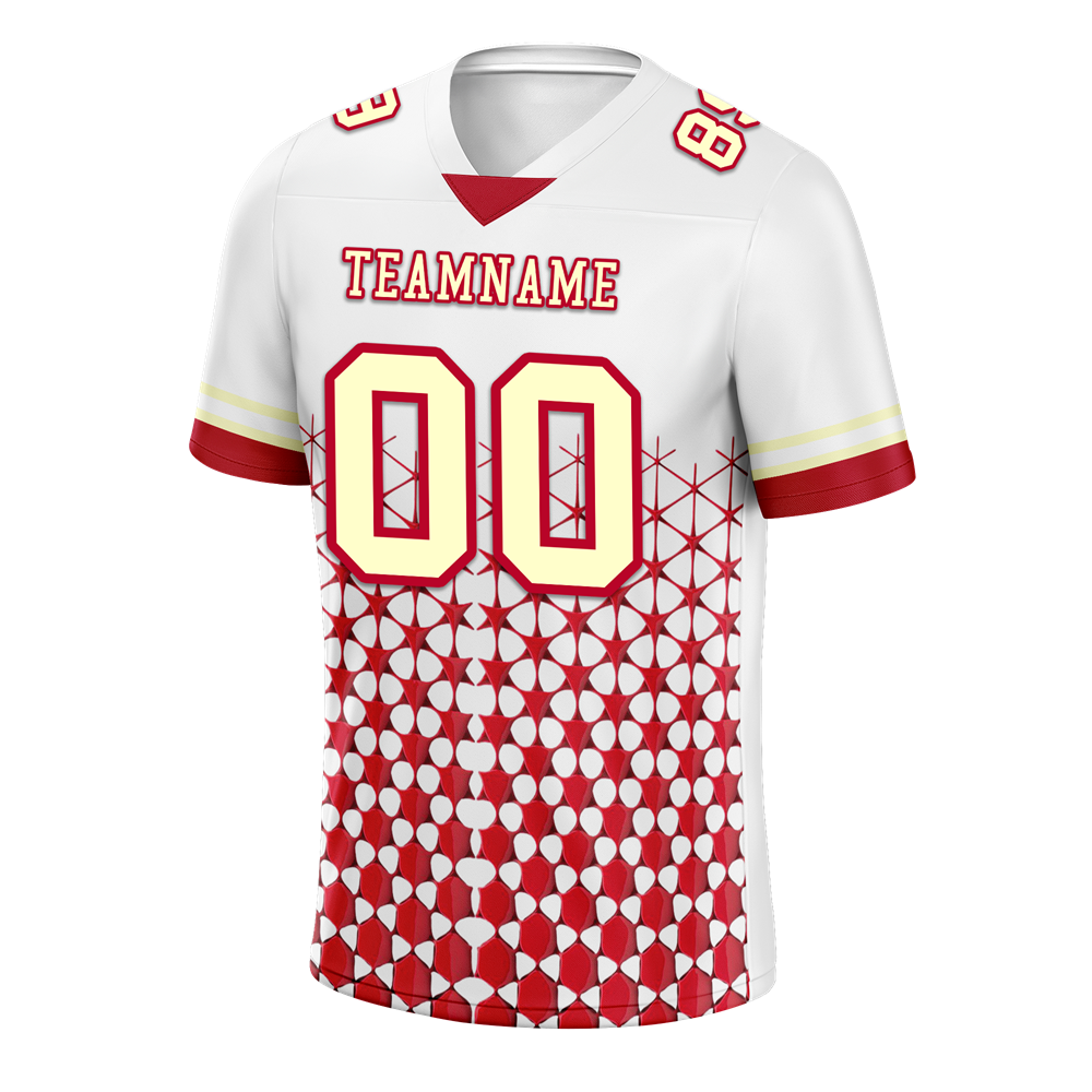 Custom White Red 3D Pattern Yellow Personalized Authentic Football Jersey FBJ02-bc0faea