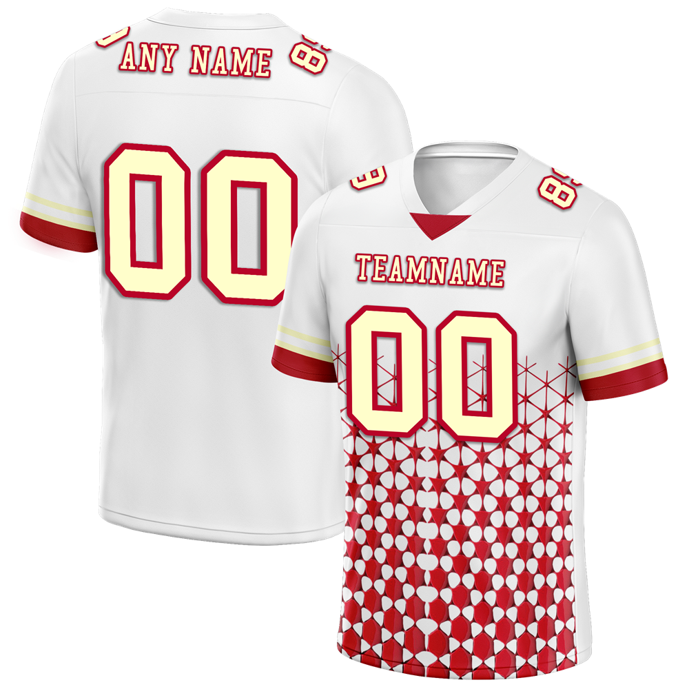 Custom White Red 3D Pattern Yellow Personalized Authentic Football Jersey FBJ02-bc0faea