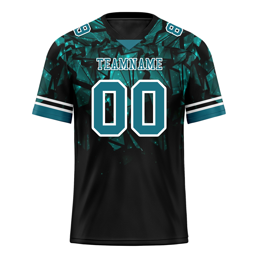 Custom Black 3D Pattern Aqua Personalized Authentic Football Jersey FBJ02-bc0faeb