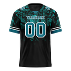 Custom Black 3D Pattern Aqua Personalized Authentic Football Jersey FBJ02-bc0faeb