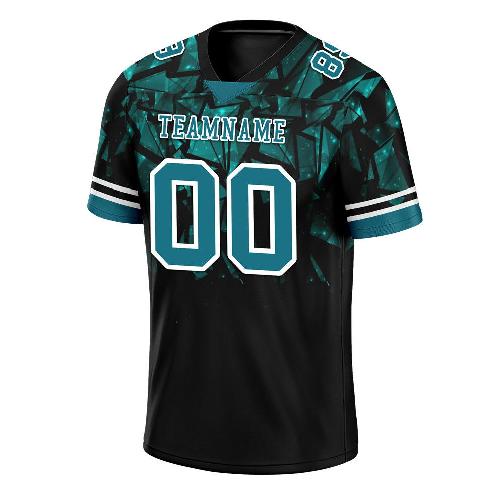 Custom Black 3D Pattern Aqua Personalized Authentic Football Jersey FBJ02-bc0faeb