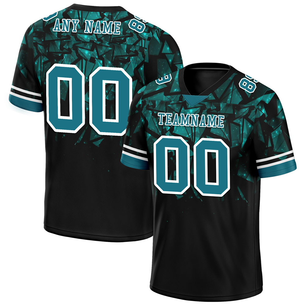 Custom Black 3D Pattern Aqua Personalized Authentic Football Jersey FBJ02-bc0faeb