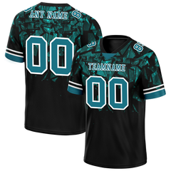 Custom Black 3D Pattern Aqua Personalized Authentic Football Jersey FBJ02-bc0faeb