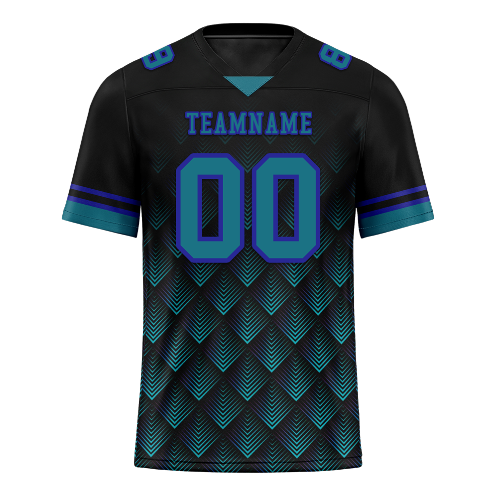 Custom Black 3D Pattern Aqua Personalized Authentic Football Jersey FBJ02-bc0faec