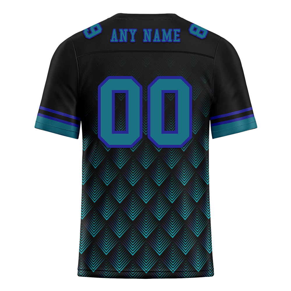 Custom Black 3D Pattern Aqua Personalized Authentic Football Jersey FBJ02-bc0faec