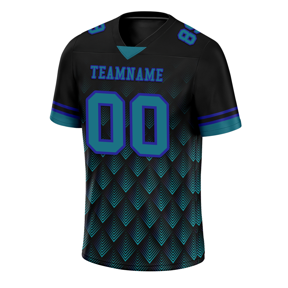 Custom Black 3D Pattern Aqua Personalized Authentic Football Jersey FBJ02-bc0faec