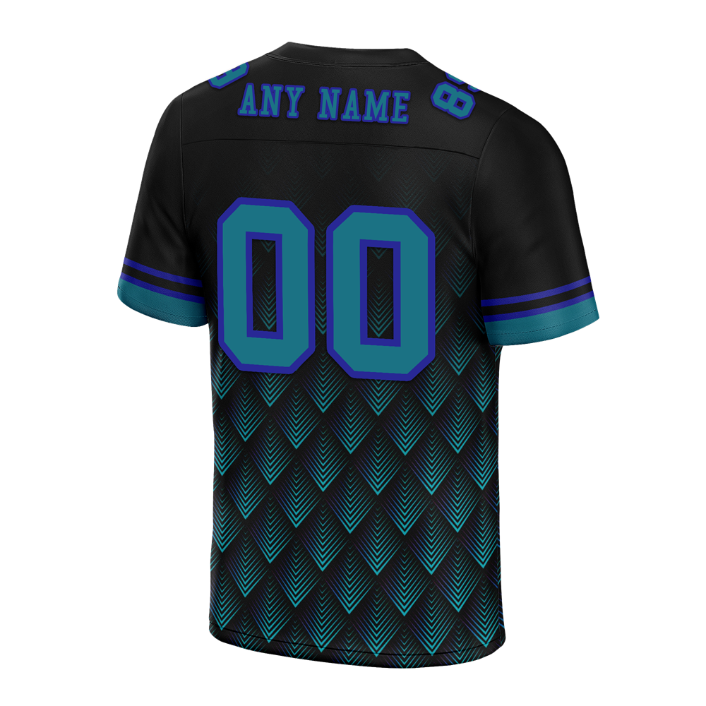 Custom Black 3D Pattern Aqua Personalized Authentic Football Jersey FBJ02-bc0faec