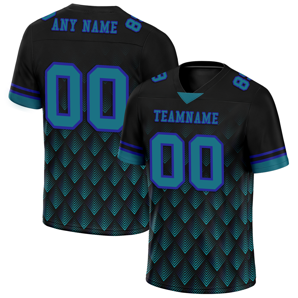 Custom Black 3D Pattern Aqua Personalized Authentic Football Jersey FBJ02-bc0faec