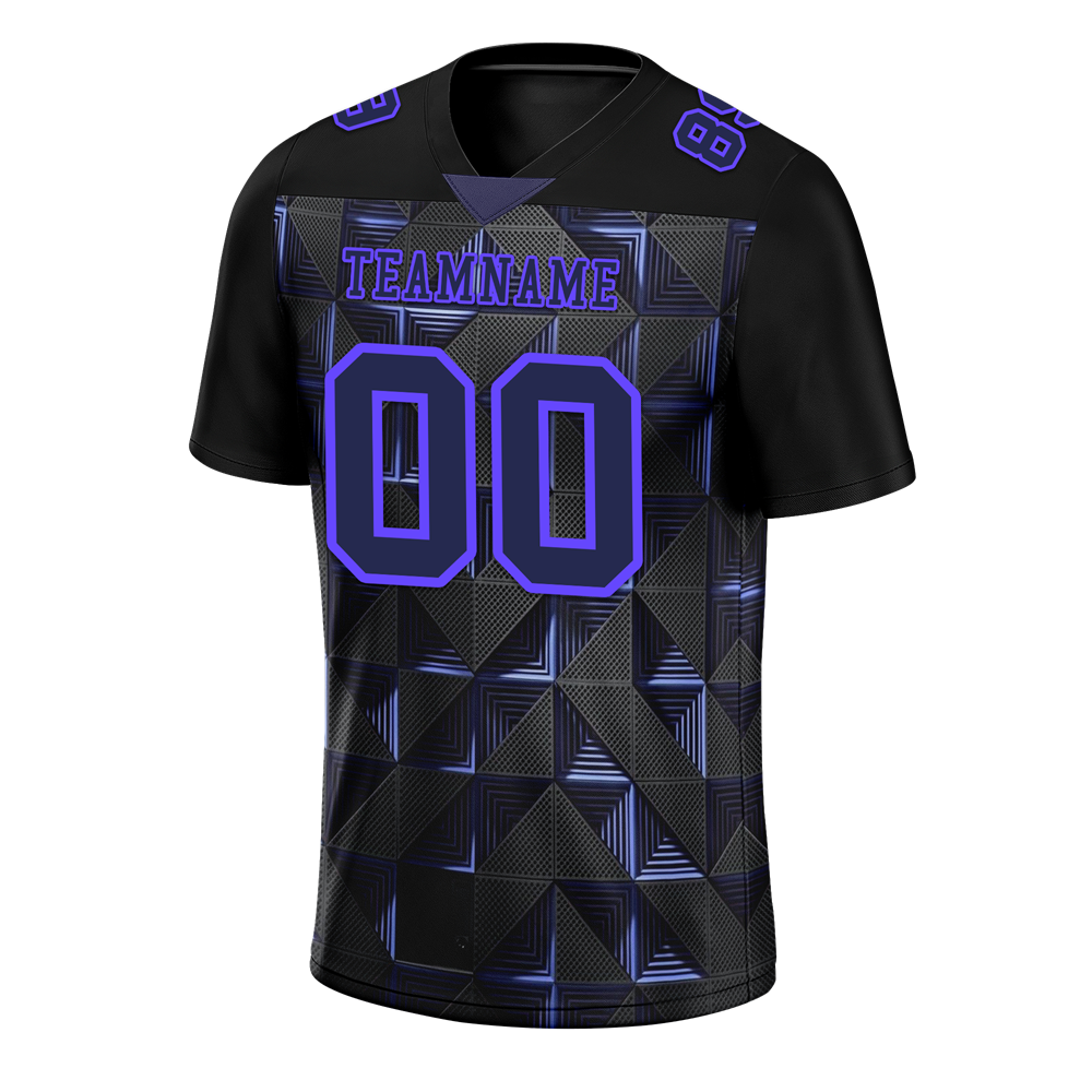 Custom Black 3D Pattern Purple Personalized Authentic Football Jersey FBJ02-bc0faef