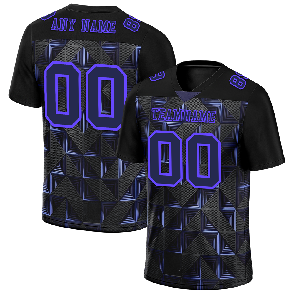 Custom Black 3D Pattern Purple Personalized Authentic Football Jersey FBJ02-bc0faef
