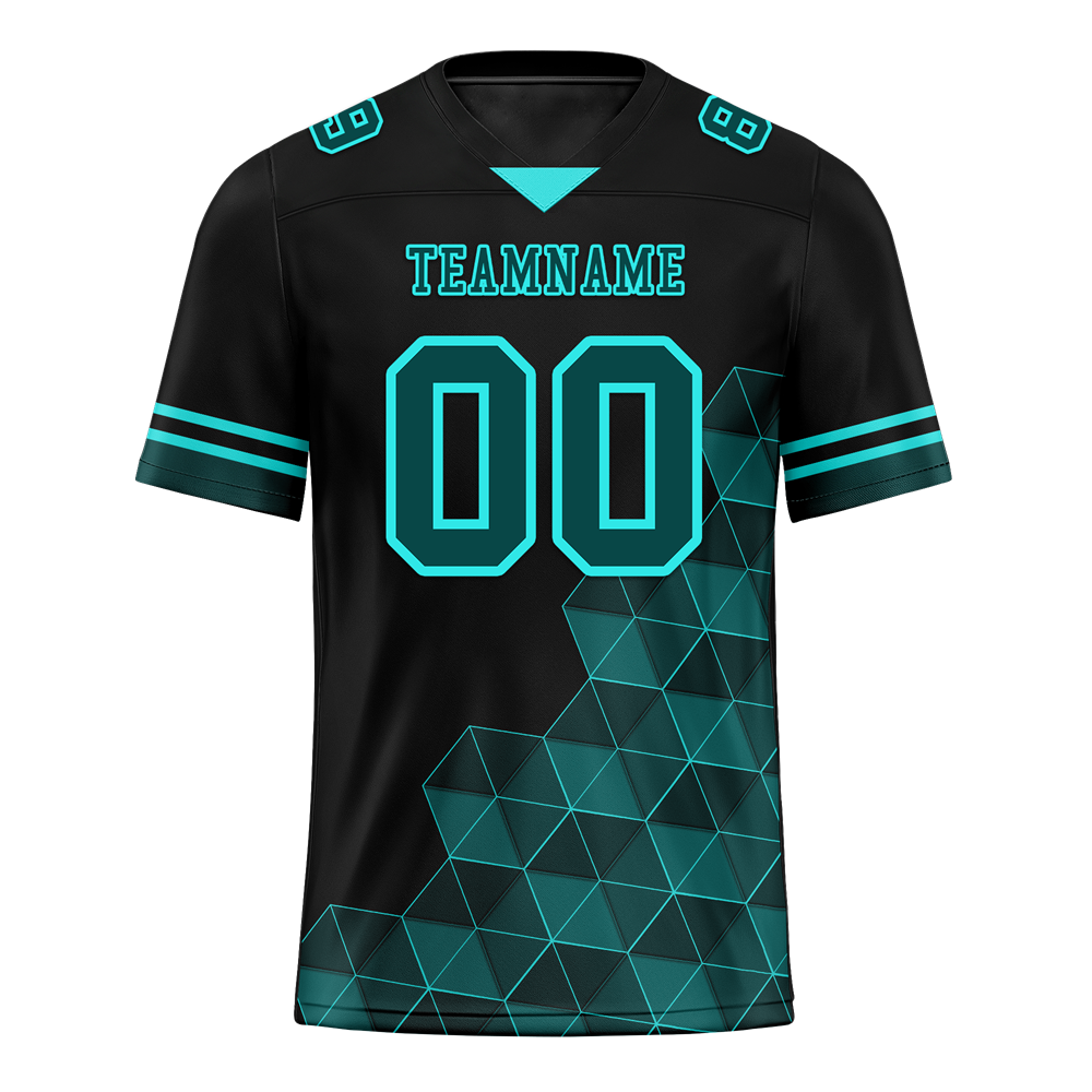 Custom Black 3D Pattern Aqua Personalized Authentic Football Jersey FBJ02-bc0fae8