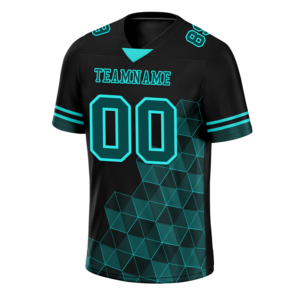 Custom Black 3D Pattern Aqua Personalized Authentic Football Jersey FBJ02-bc0fae8