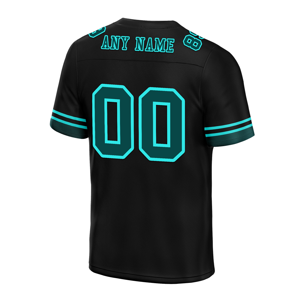 Custom Black 3D Pattern Aqua Personalized Authentic Football Jersey FBJ02-bc0fae8
