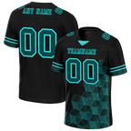 Custom Black 3D Pattern Aqua Personalized Authentic Football Jersey FBJ02-bc0fae8