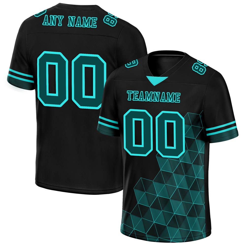 Custom Black 3D Pattern Aqua Personalized Authentic Football Jersey FBJ02-bc0fae8