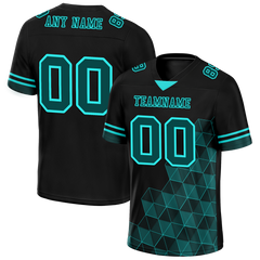 Custom Black 3D Pattern Aqua Personalized Authentic Football Jersey FBJ02-bc0fae8