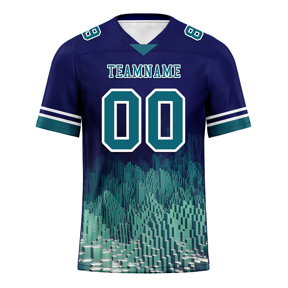 Custom Blue 3D Pattern Aqua Personalized Authentic Football Jersey FBJ02-bc0fae9