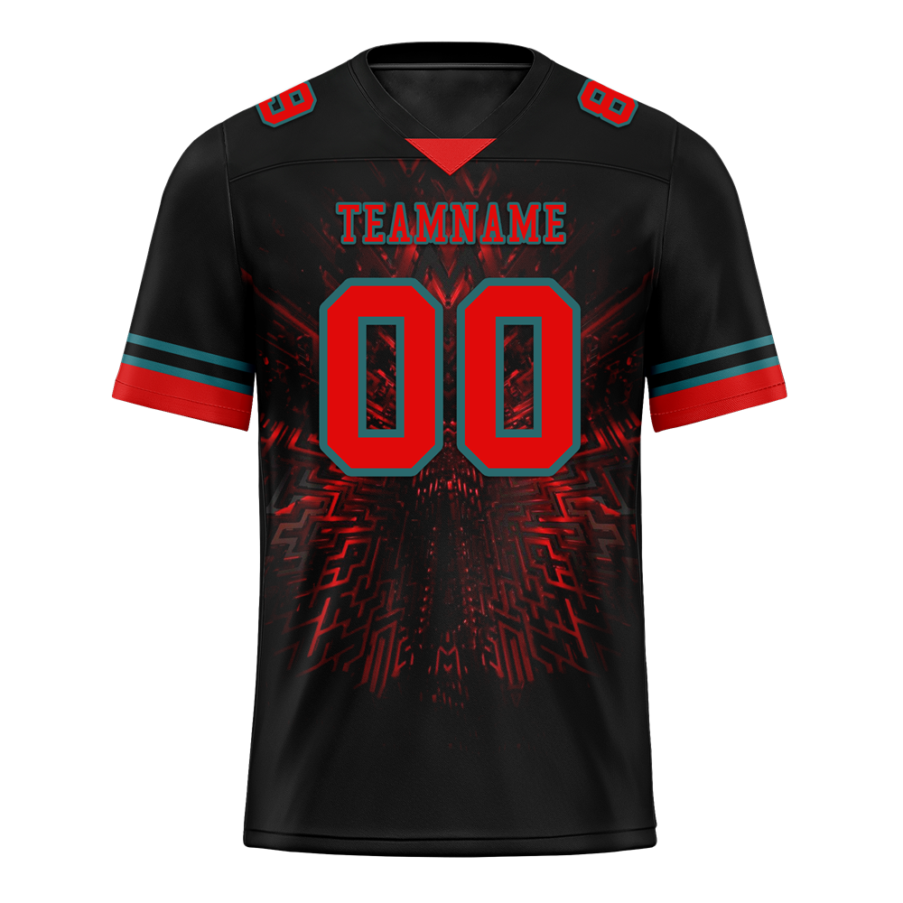 Custom Black 3D Pattern Red Personalized Authentic Football Jersey FBJ02-bc0faf0