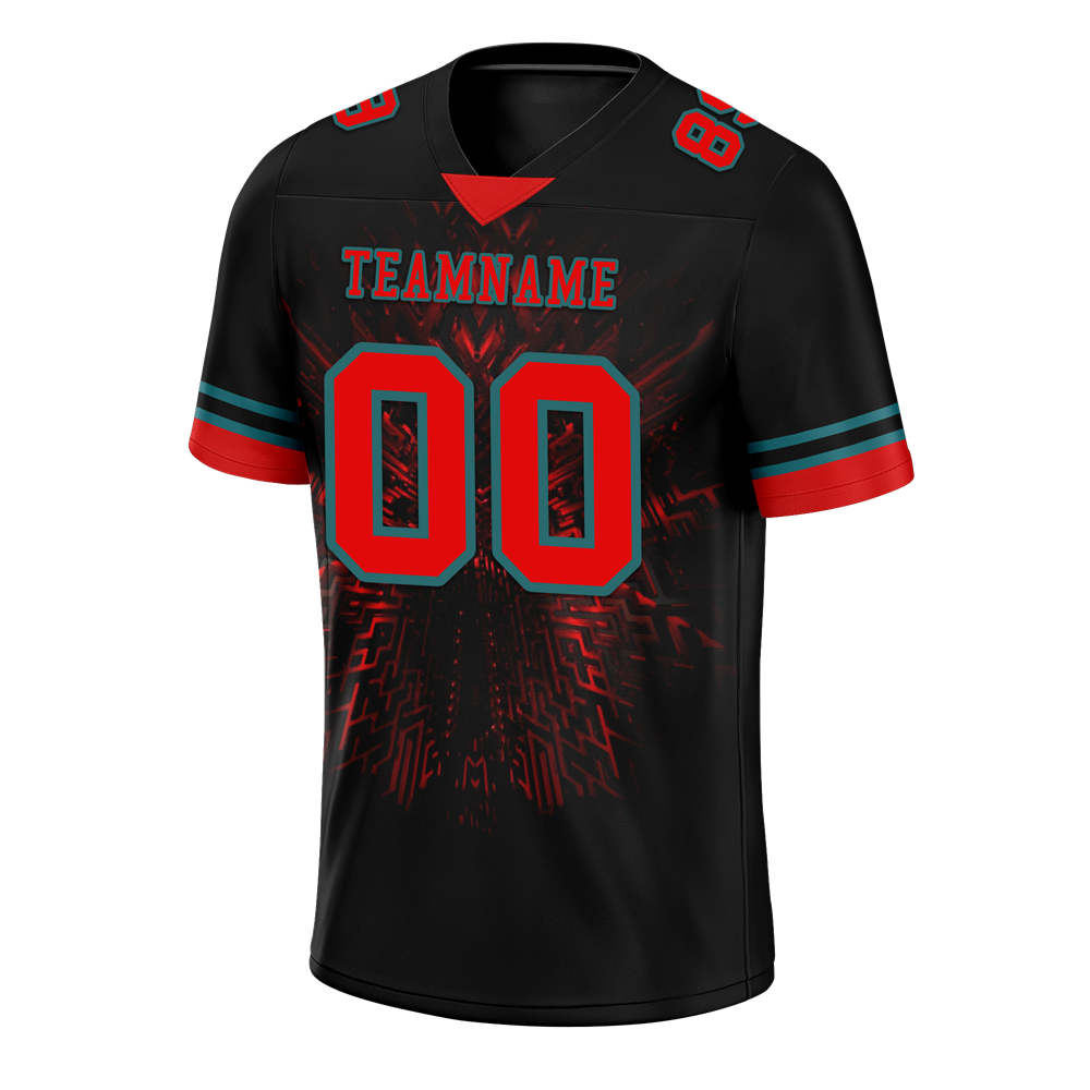 Custom Black 3D Pattern Red Personalized Authentic Football Jersey FBJ02-bc0faf0