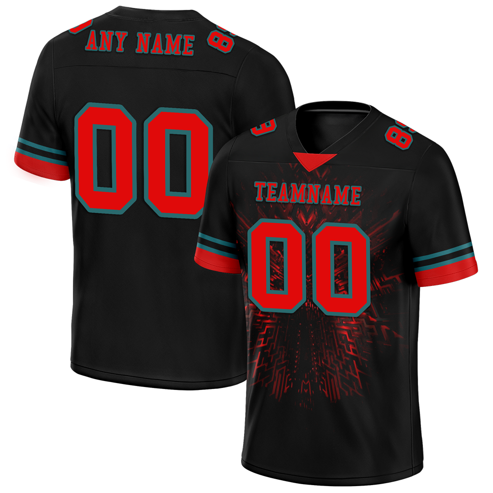 Custom Black 3D Pattern Red Personalized Authentic Football Jersey FBJ02-bc0faf0