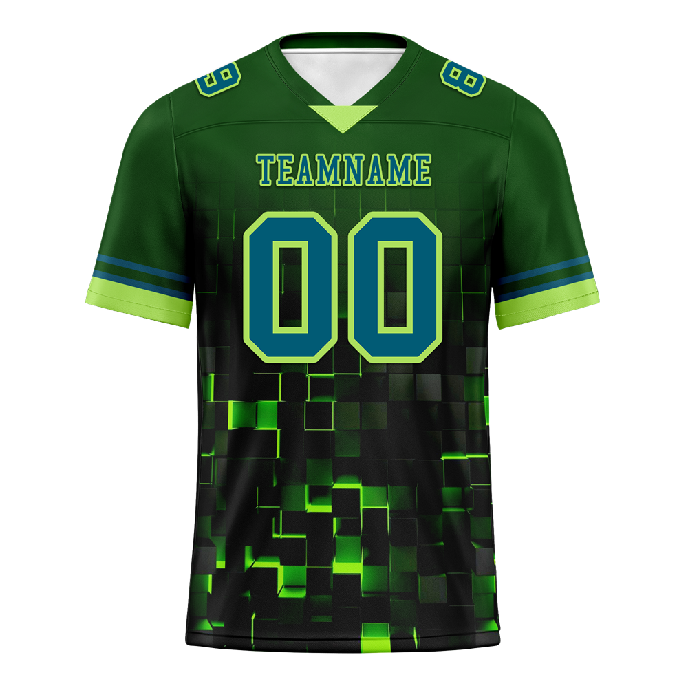 Custom Green 3D Pattern Blue Personalized Authentic Football Jersey FBJ02-bc0fafc
