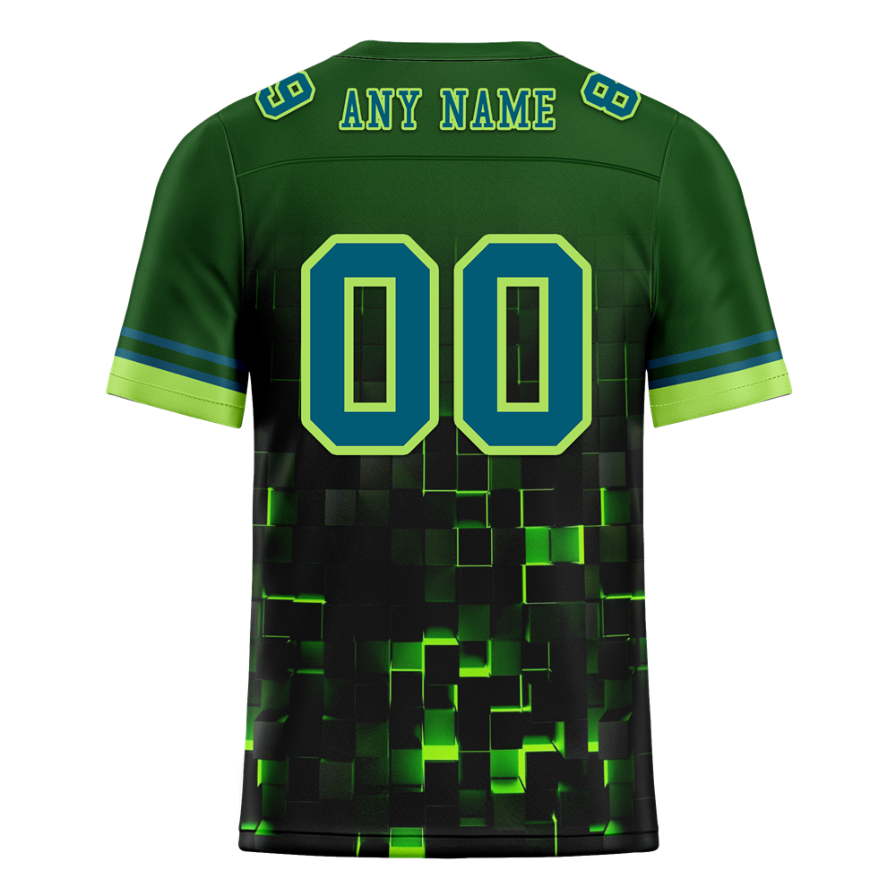 Custom Green 3D Pattern Blue Personalized Authentic Football Jersey FBJ02-bc0fafc
