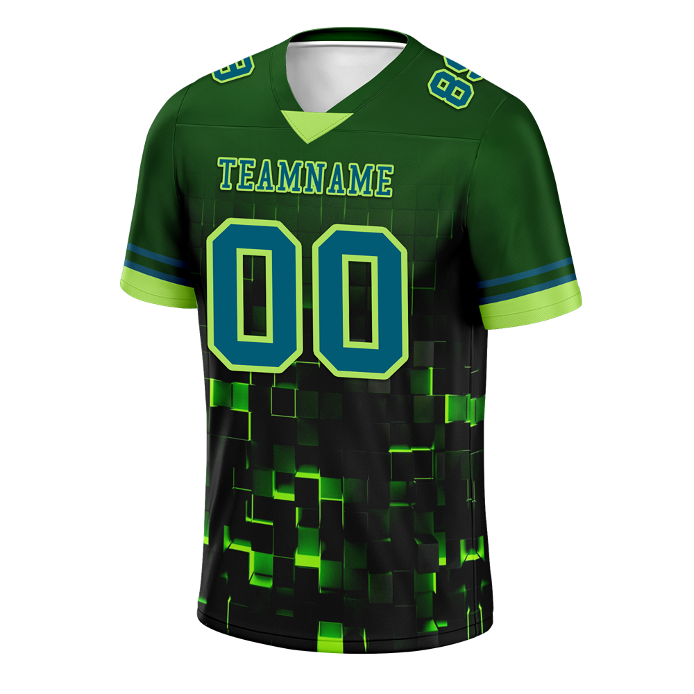 Custom Green 3D Pattern Blue Personalized Authentic Football Jersey FBJ02-bc0fafc