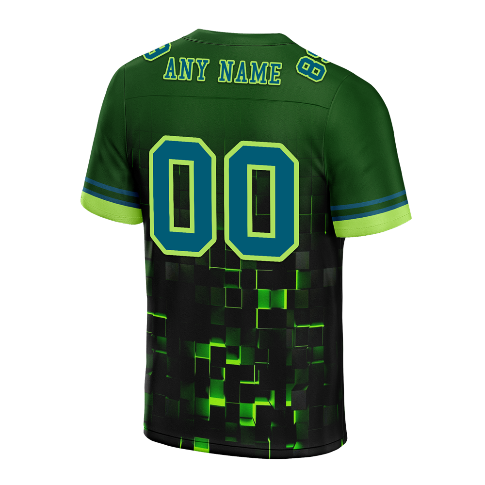 Custom Green 3D Pattern Blue Personalized Authentic Football Jersey FBJ02-bc0fafc
