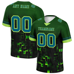 Custom Green 3D Pattern Blue Personalized Authentic Football Jersey FBJ02-bc0fafc