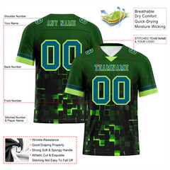 Custom Green 3D Pattern Blue Personalized Authentic Football Jersey FBJ02-bc0fafc