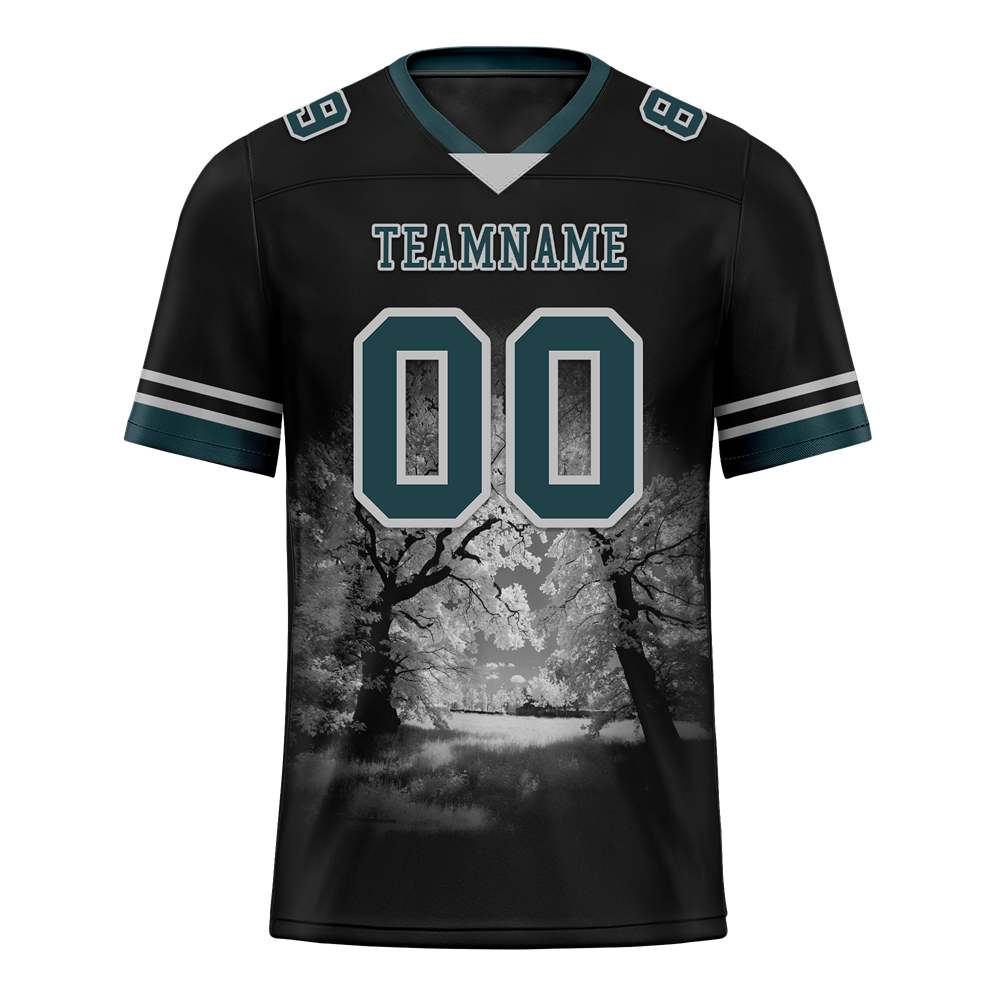Custom Black 3D Pattern Aqua Personalized Authentic Football Jersey FBJ02-bc0fafd