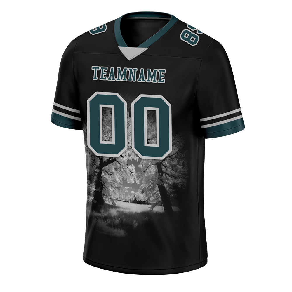 Custom Black 3D Pattern Aqua Personalized Authentic Football Jersey FBJ02-bc0fafd