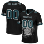 Custom Black 3D Pattern Aqua Personalized Authentic Football Jersey FBJ02-bc0fafd