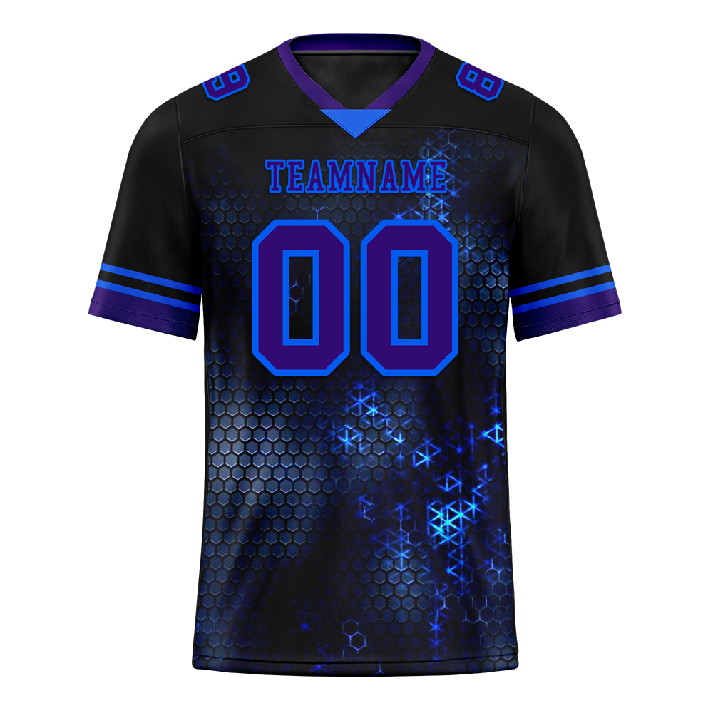 Custom Black 3D Pattern Purple Personalized Authentic Football Jersey FBJ02-bc0fafe