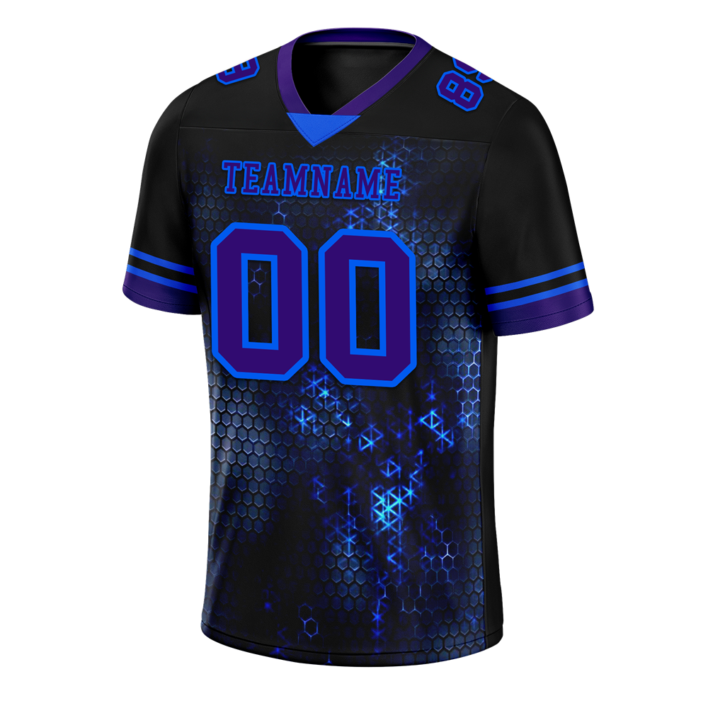 Custom Black 3D Pattern Purple Personalized Authentic Football Jersey FBJ02-bc0fafe