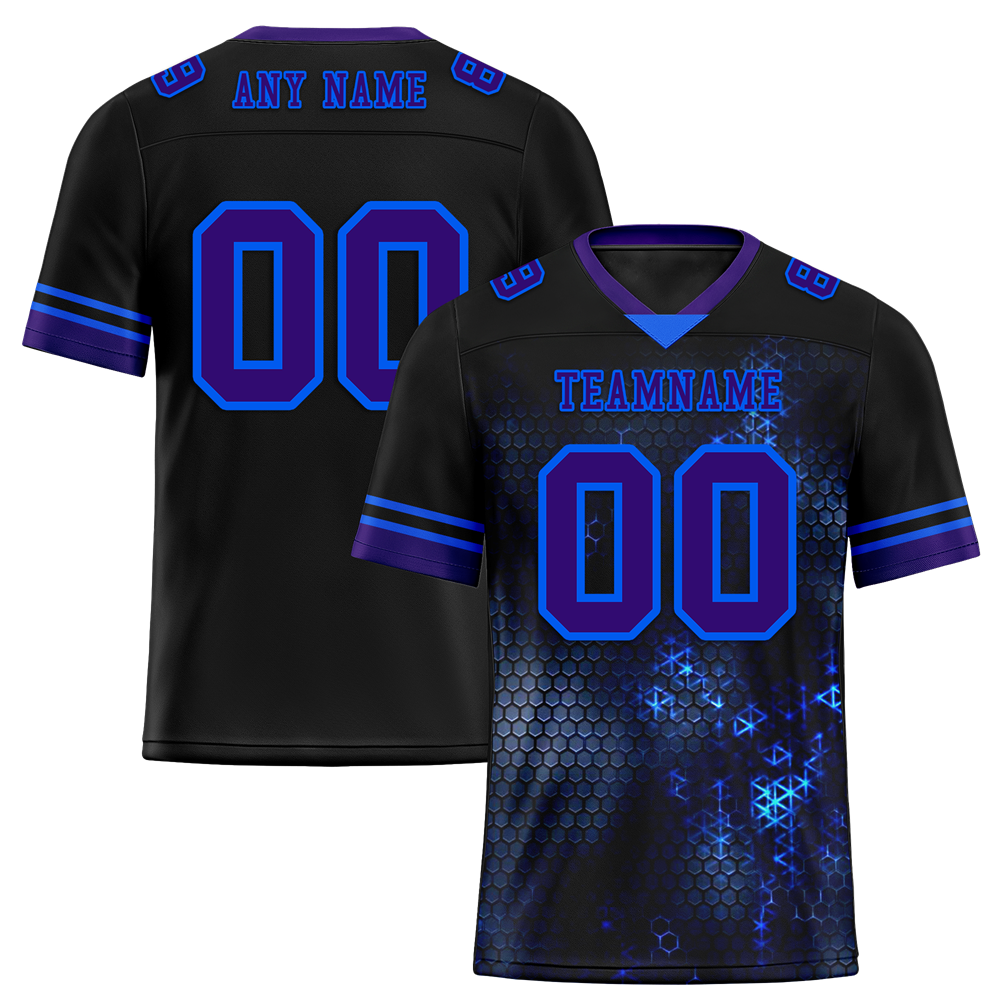 Custom Black 3D Pattern Purple Personalized Authentic Football Jersey FBJ02-bc0fafe