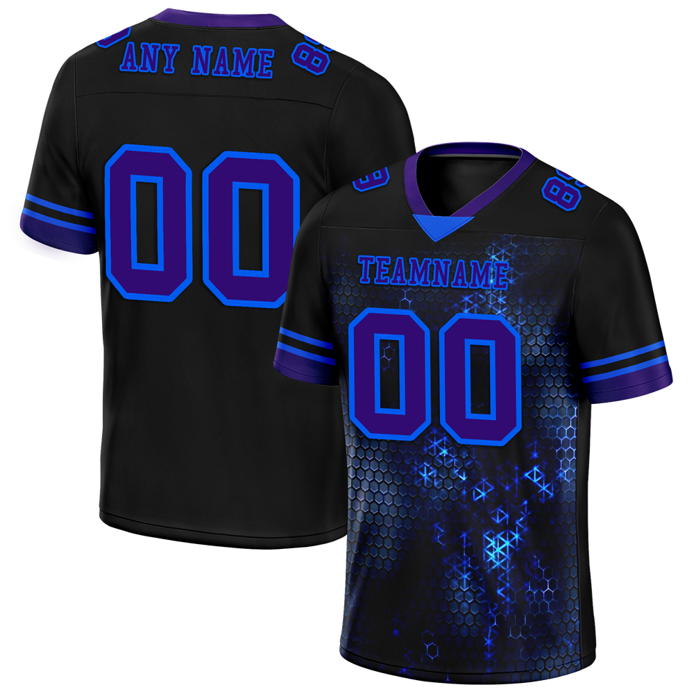 Custom Black 3D Pattern Purple Personalized Authentic Football Jersey FBJ02-bc0fafe