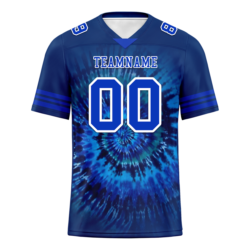 Custom Blue Tie Dye Blue Personalized Authentic Football Jersey FBJ02-bc0fa7b