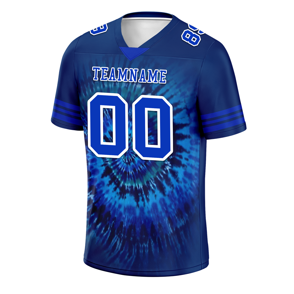 Custom Blue Tie Dye Blue Personalized Authentic Football Jersey FBJ02-bc0fa7b