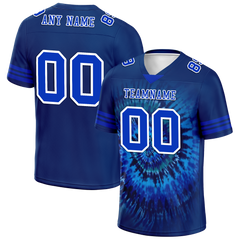 Custom Blue Tie Dye Blue Personalized Authentic Football Jersey FBJ02-bc0fa7b