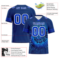 Custom Blue Tie Dye Blue Personalized Authentic Football Jersey FBJ02-bc0fa7b