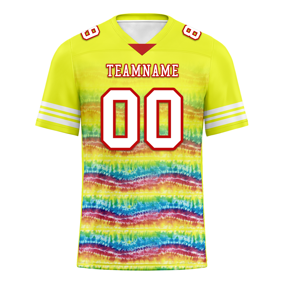 Custom Yellow Tie Dye White Personalized Authentic Football Jersey FBJ02-bc0fa7c