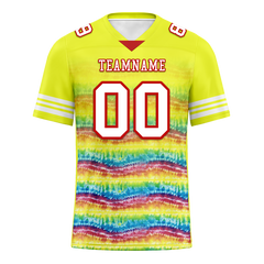 Custom Yellow Tie Dye White Personalized Authentic Football Jersey FBJ02-bc0fa7c