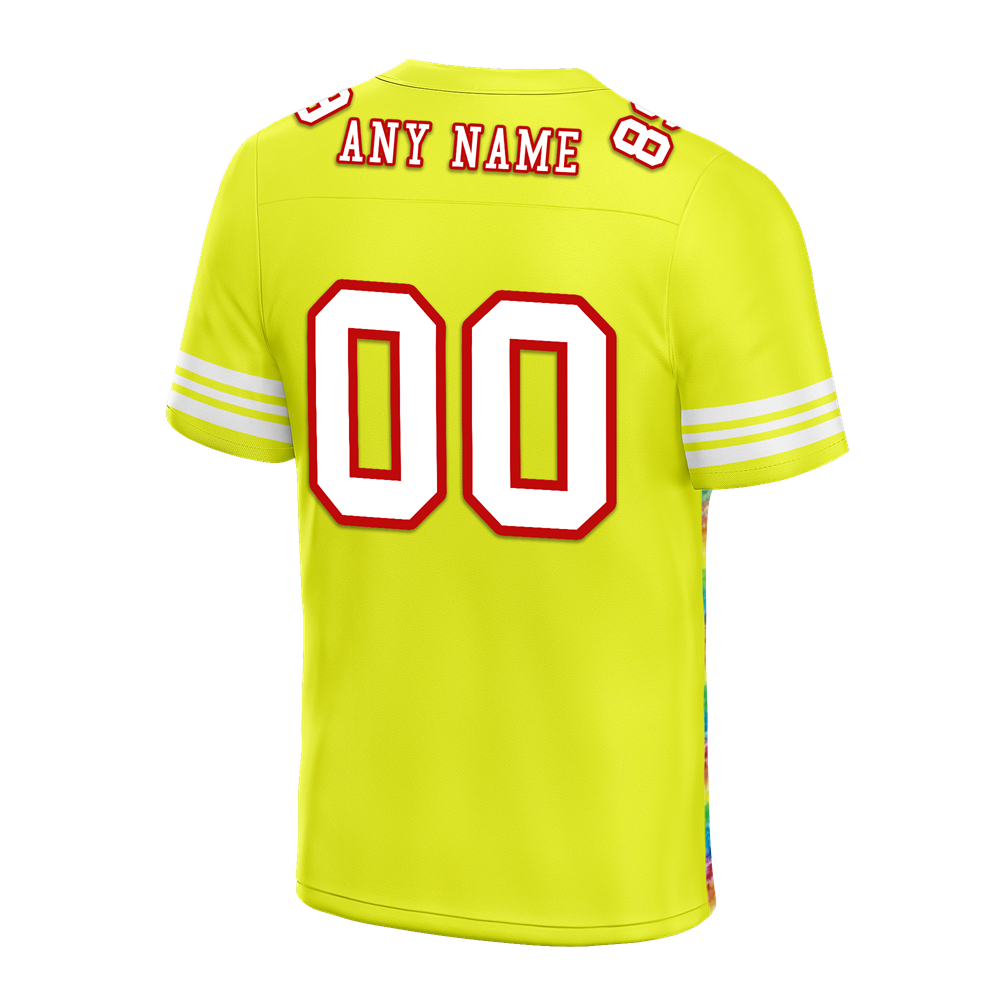 Custom Yellow Tie Dye White Personalized Authentic Football Jersey FBJ02-bc0fa7c