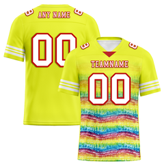 Custom Yellow Tie Dye White Personalized Authentic Football Jersey FBJ02-bc0fa7c