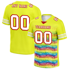 Custom Yellow Tie Dye White Personalized Authentic Football Jersey FBJ02-bc0fa7c