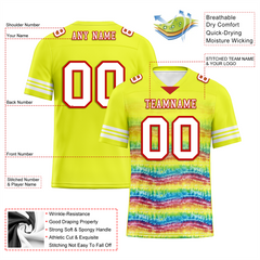 Custom Yellow Tie Dye White Personalized Authentic Football Jersey FBJ02-bc0fa7c